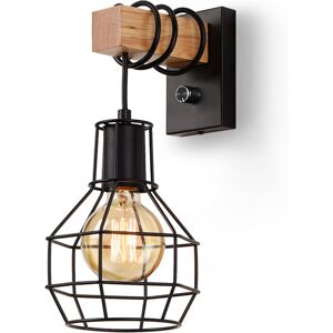 Industrial Rustic Wall Lamp Dimmable Indoor Cage Light With Switch - Vintage Bla Industrial Rustic Wall Lamp Dimmable Indoor Cage Light With Switch - Vintage Bla