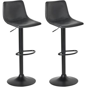 Beliani Set Of 2 Bar Stools Lebrija Faux Leather Swivel Black Beliani Set Of 2 Bar Stools Lebrija Faux Leather Swivel Black