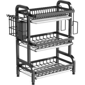 Does Not Apply 3-Tier Metal Dish Drying Rack, Large Capacity Utensil Holder With Drainboard Cut Does Not Apply 3-Tier Metal Dish Drying Rack, Large Capacity Utensil Holder With Drainboard Cut