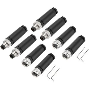 Uxcell 4set 3p M8 Female Male Aviation Connector Wire Plug Waterproof Ip67 For Cable Uxcell 4set 3p M8 Female Male Aviation Connector Wire Plug Waterproof Ip67 For Cable