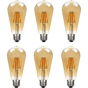 Ledsone 6pack E27 Led Edison Dimmable Vintage Amber Glass Warm White 2700k Light Bulb Ledsone 6pack E27 Led Edison Dimmable Vintage Amber Glass Warm White 2700k Light Bulb