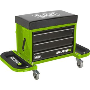 Thatcable Mechanics Utility Seat & Toolbox - Folding Side Trays - 4 Swivel Castors - Green Thatcable Mechanics Utility Seat & Toolbox - Folding Side Trays - 4 Swivel Castors - Green