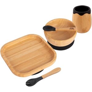 5pc Tiny Dining Black Bamboo Square Baby Weaning Set Feeding Suction Plate 5pc Tiny Dining Black Bamboo Square Baby Weaning Set Feeding Suction Plate
