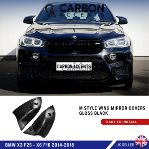 Rio Bmw X4 F26 X5 F15 - Gloss Black Rear Wing Mirror Cover Cap Replacement Rio Bmw X4 F26 X5 F15 - Gloss Black Rear Wing Mirror Cover Cap Replacement