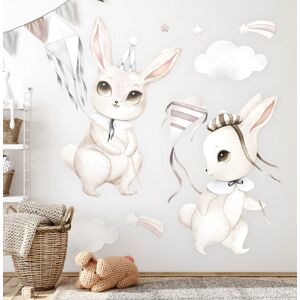 Coloray Stickers Wall Room Art Decoration Decal Bunnies With Kites In Pastel Boho Style Coloray Stickers Wall Room Art Decoration Decal Bunnies With Kites In Pastel Boho Style