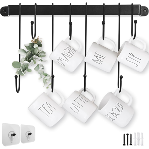Does Not Apply Coffee Mug Rack (17 Inch/black) Wall Mounted Coffee Cup Holder With Flexible Hoo Does Not Apply Coffee Mug Rack (17 Inch/black) Wall Mounted Coffee Cup Holder With Flexible Hoo
