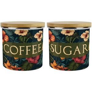 Purely Home Dark Hibiscus Coffee & Sugar Canister Set - Full Colour Floral Kitchen Jar Gifts Purely Home Dark Hibiscus Coffee & Sugar Canister Set - Full Colour Floral Kitchen Jar Gifts