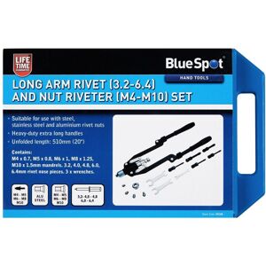Bluespot Blue Spot Tools Long Arm Rivet (3.2-6.4) And Nut Riveter (M4-M10) Set 09108 Bluespot Blue Spot Tools Long Arm Rivet (3.2-6.4) And Nut Riveter (M4-M10) Set 09108