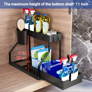 2-Tier Pull Out Storage Box Large Capacity Kitchen Bathroom Drawer Organizer 2-Tier Pull Out Storage Box Large Capacity Kitchen Bathroom Drawer Organizer