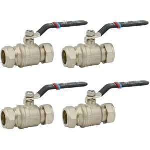 Tesla 4 X Ball Valve 22mm Full Bore Black Lever Compression Bvl22b (Pack Of Four) Tesla 4 X Ball Valve 22mm Full Bore Black Lever Compression Bvl22b (Pack Of Four)