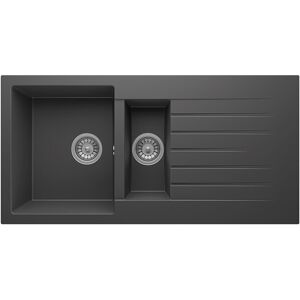Liquida Grn150an 1.5 Bowl Dark Grey Granite Reversible Kitchen Sink With Wastes Liquida Grn150an 1.5 Bowl Dark Grey Granite Reversible Kitchen Sink With Wastes