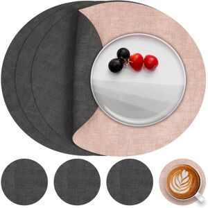 Leather Placemats And Coaster Set Of 4, Table Mats Round Waterproof Dual Sided K Leather Placemats And Coaster Set Of 4, Table Mats Round Waterproof Dual Sided K