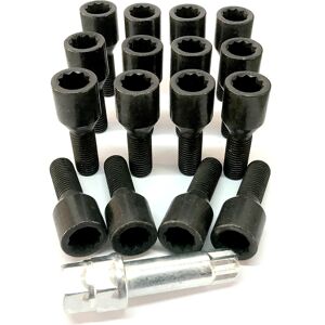 Slim Fit Tuner Wheel Nuts And Bolts Alloy Wheel Tuner Bolts Black M12 X 1.5 + 17mm Hex Star Key - Fiat X 16 Slim Fit Tuner Wheel Nuts And Bolts Alloy Wheel Tuner Bolts Black M12 X 1.5 + 17mm Hex Star Key - Fiat X 16