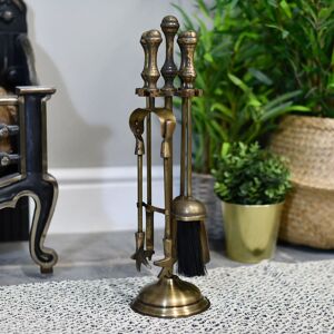 Black Country Metal Works "Coven Hall" Antique Brass Four Piece Companion Set - 47cm Black Country Metal Works "Coven Hall" Antique Brass Four Piece Companion Set - 47cm