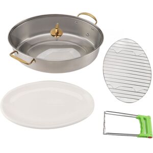 ㄧ304 Stainless Steel Fish Steaming Pot Single Layer Thickened Multi Use Oval ㄧ304 Stainless Steel Fish Steaming Pot Single Layer Thickened Multi Use Oval