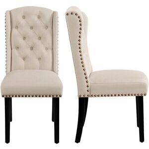 Ukmart365 Dining Chairs Button Upholstered Dining Chairs With Nailhead Trims, Solid Legs Ukmart365 Dining Chairs Button Upholstered Dining Chairs With Nailhead Trims, Solid Legs