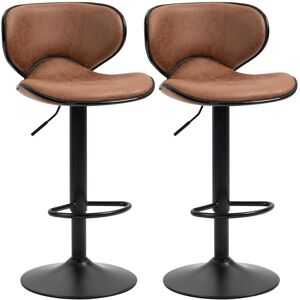 Homcom Bar Stool Set Of 2 Microfiber Cloth Adjustable Armless Chairs Brown Homcom Bar Stool Set Of 2 Microfiber Cloth Adjustable Armless Chairs Brown