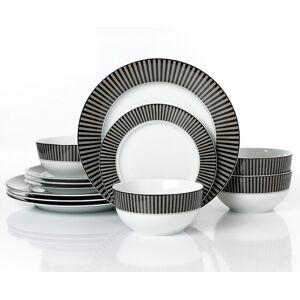 Waterside 12pc Belmont Black Stripe Design Dinner Set Waterside 12pc Belmont Black Stripe Design Dinner Set