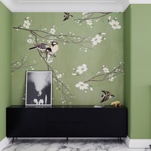 Superfresco Easy Birds & Blossom Green Print To Order Fixed Size Mural Superfresco Easy Birds & Blossom Green Print To Order Fixed Size Mural