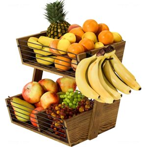 2-Tier Wooden Fruit Basket For Kitchen, Fruit Bowl, Fruit Stand Holder For Kitch 2-Tier Wooden Fruit Basket For Kitchen, Fruit Bowl, Fruit Stand Holder For Kitch