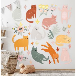 Coloray Kids Room Stickers Decoration Bedroom Decal Wall Art Pastel Boho Cats And Plants Coloray Kids Room Stickers Decoration Bedroom Decal Wall Art Pastel Boho Cats And Plants