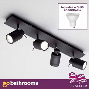 Black Bathroom Ceiling Light 4 Spotlight Ceiling Bar Includes 4 Gu10 Led Bulb Black Bathroom Ceiling Light 4 Spotlight Ceiling Bar Includes 4 Gu10 Led Bulb