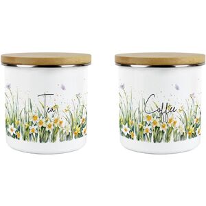 Purely Home Spring Daffodils Coffee & Sugar Canister Set -Floral Enamel Kitchen Storage Gift Purely Home Spring Daffodils Coffee & Sugar Canister Set -Floral Enamel Kitchen Storage Gift