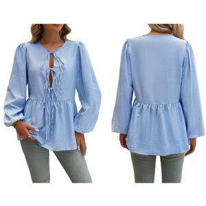 Sodial 4x(Women'S Tie Front Babydoll Blouse Tops Long Sleeve Stripe Peplum Ruffle7173 Sodial 4x(Women'S Tie Front Babydoll Blouse Tops Long Sleeve Stripe Peplum Ruffle7173