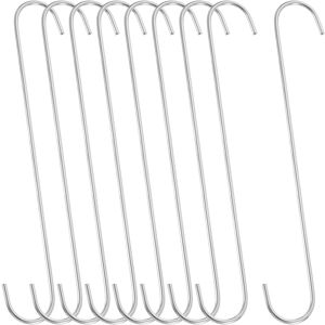 Uxcell 9pcs S Hooks For Hanging, 15.8 Inch Extra Long Iron Hangers, Matte Silver Uxcell 9pcs S Hooks For Hanging, 15.8 Inch Extra Long Iron Hangers, Matte Silver