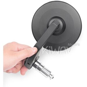 Kiwav X1 Black Round Motorcycle Mirror - Slim, Adjustable, Hollow Bar Kiwav X1 Black Round Motorcycle Mirror - Slim, Adjustable, Hollow Bar