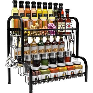 Charmdi Black Spice Rack Organiser, 2 Tier Spices Organizers And Storage Racks, Charmdi Black Spice Rack Organiser, 2 Tier Spices Organizers And Storage Racks,