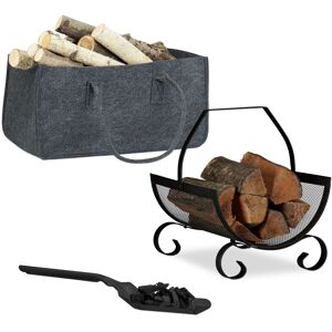 Relaxdays Fireplace Tool Set Firewood Storage Solution Ash Cleaning Tools Portable Relaxdays Fireplace Tool Set Firewood Storage Solution Ash Cleaning Tools Portable
