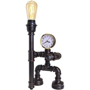 Long Life Lamp Company Vintage Industrial Robotic Water Pipe Table Lamp Real Clock H3104p With 4w St58 Long Life Lamp Company Vintage Industrial Robotic Water Pipe Table Lamp Real Clock H3104p With 4w St58