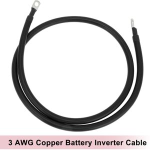 X Autohaux 1 Pc 3 Awg Gauge 4ft Tinned Copper Battery Inverter Cable 5/16" Lug Black X Autohaux 1 Pc 3 Awg Gauge 4ft Tinned Copper Battery Inverter Cable 5/16" Lug Black