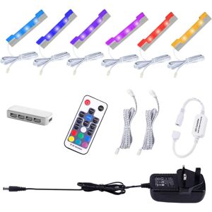 Led Rgb Under Glass Shelf Cabinet Lighting Kit With Rf Remote Control, Dimmable Led Rgb Under Glass Shelf Cabinet Lighting Kit With Rf Remote Control, Dimmable