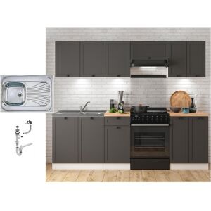 Impact Furniture Fitted Kitchen Cabinets Shaker Grey Units 7 Cupboards Sink Set Diy 240cm Junona Impact Furniture Fitted Kitchen Cabinets Shaker Grey Units 7 Cupboards Sink Set Diy 240cm Junona