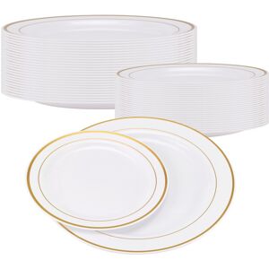 Sodial 2x(Gold Plastic Plates - 25 Dinner Plates And 25 Salad Plates Party Plastic9907 Sodial 2x(Gold Plastic Plates - 25 Dinner Plates And 25 Salad Plates Party Plastic9907