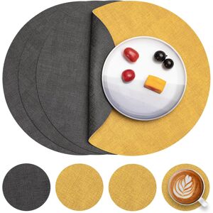 Leather Placemats And Coaster Set Of 4, Table Mats Round Waterproof Dual Sided K Leather Placemats And Coaster Set Of 4, Table Mats Round Waterproof Dual Sided K