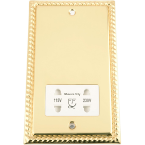 Does Not Apply Shaver Socket Dual Voltage 115v/ 230v - Polished Brass - Georgian - White Does Not Apply Shaver Socket Dual Voltage 115v/ 230v - Polished Brass - Georgian - White