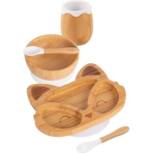 5pc Tiny Dining White Bamboo Fox Baby Weaning Set Feeding Suction Plate 5pc Tiny Dining White Bamboo Fox Baby Weaning Set Feeding Suction Plate