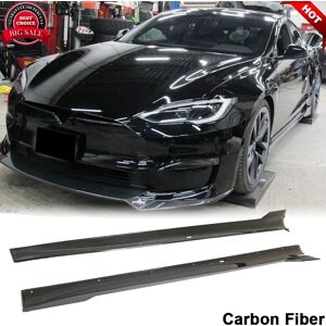 Carmotoring For Tesla Model S Plaid 2021+ Real Carbon Fiber Side Skirt Extension Lip Spoiler Carmotoring For Tesla Model S Plaid 2021+ Real Carbon Fiber Side Skirt Extension Lip Spoiler