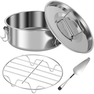 Sodial 2x(Stainless Steel Flan Pan For Baking 1.5qt Flan Pan Mold With Lid2438 Sodial 2x(Stainless Steel Flan Pan For Baking 1.5qt Flan Pan Mold With Lid2438