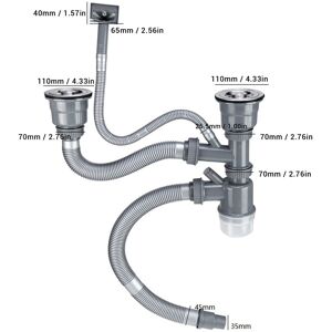 Double Sink Hose Drain Kit Double Sink Drain Kit Pp Stainless Steel Anti Double Sink Hose Drain Kit Double Sink Drain Kit Pp Stainless Steel Anti