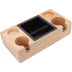 Wooden Coffee Tamper Holder Stand Tamping Station With Knock Box Grounds Conta Wooden Coffee Tamper Holder Stand Tamping Station With Knock Box Grounds Conta