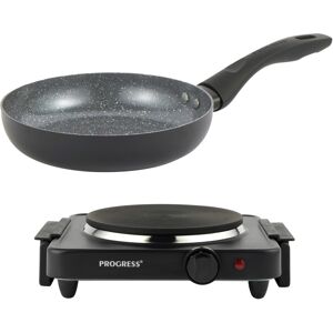 Progress Electric Hotplate & 28 Cm Ceramic Non-Stick Frying Pan Camping Stove Progress Electric Hotplate & 28 Cm Ceramic Non-Stick Frying Pan Camping Stove