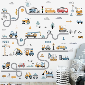 Does Not Apply Vehicles Road Transportation Wall Stickers Construction Cars Wall Decals Boy Bed Does Not Apply Vehicles Road Transportation Wall Stickers Construction Cars Wall Decals Boy Bed