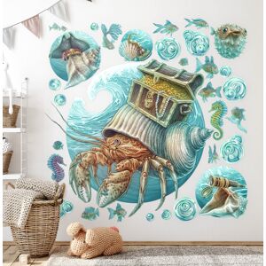 Coloray Stickers Wall Decoration Decal Kids Room Underwater Crab Lands In Pastel Style Coloray Stickers Wall Decoration Decal Kids Room Underwater Crab Lands In Pastel Style