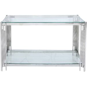Bps Home 2-Tier Chrome Console Table Clear Glass Top Home Hallway Living Room Furniture Bps Home 2-Tier Chrome Console Table Clear Glass Top Home Hallway Living Room Furniture