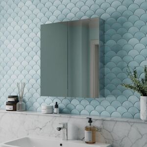 Affine Double Door Bathroom Mirror Cabinet Cupboard Stainless Steel Wall Mounted 600mm Affine Double Door Bathroom Mirror Cabinet Cupboard Stainless Steel Wall Mounted 600mm