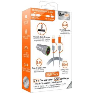 Gadjet Multipack 4-In-1 Cable + 2-Port Car Charger Gadjet Multipack 4-In-1 Cable + 2-Port Car Charger